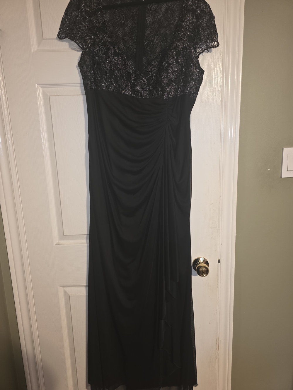 Oleg Cassini Black Lace Bodice Maxi Dress